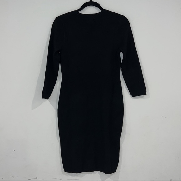 HUDSON North Black Rib Open Neck Form-fitting Midi Dress size Large - Picture 7 of 10